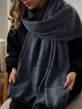 شال کنفی چهار طرف ریش نگین دوزی — تصویر ۳