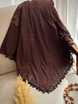 روسری خامه دوزی پاپیون کشمیر وول قواره ۱۴۰ — تصویر ۳