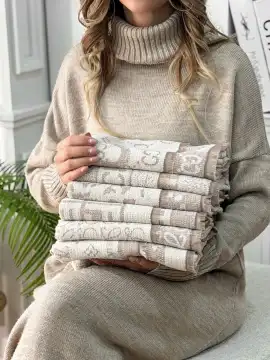 شال موهر حوله ای پک نباتی — تصویر ۱