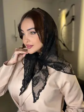 روسری دانتل سه گوش نگینی انحصاری — تصویر ۶