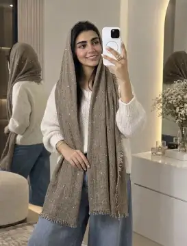 شال کنفی پولکی پاییزه دونه مخمل وارداتی — تصویر ۲