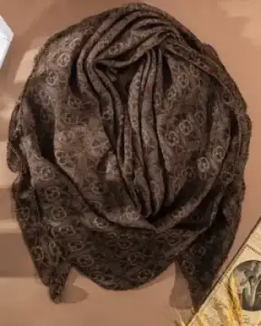 روسری پفکی پارچه حریرتویل وارداتی — تصویر ۴