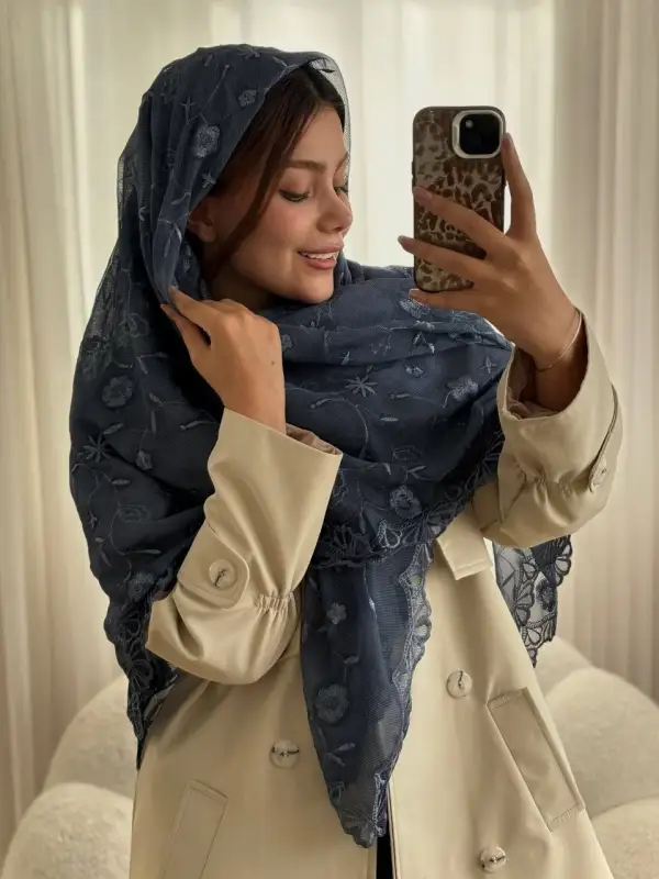 روسری خامه دوزی کبریتی قواره ۱۴۰