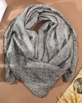 روسری پفکی پارچه حریرتویل وارداتی — تصویر ۵