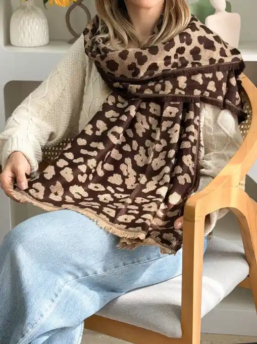 شال وول دورو پلنگی وارداتی