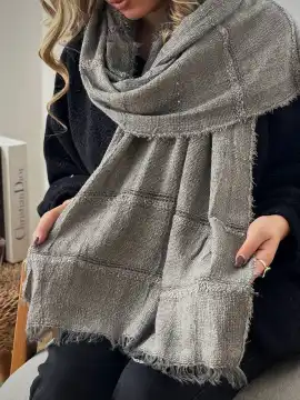 شال کنفی چهار طرف ریش نگین دوزی — تصویر ۲