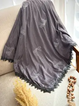 روسری خامه دوزی پاپیون کشمیر وول قواره ۱۴۰ — تصویر ۴