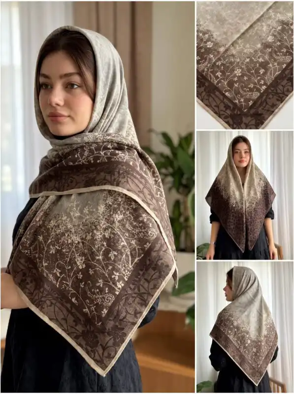 روسری نخی پاییزه دست دوز