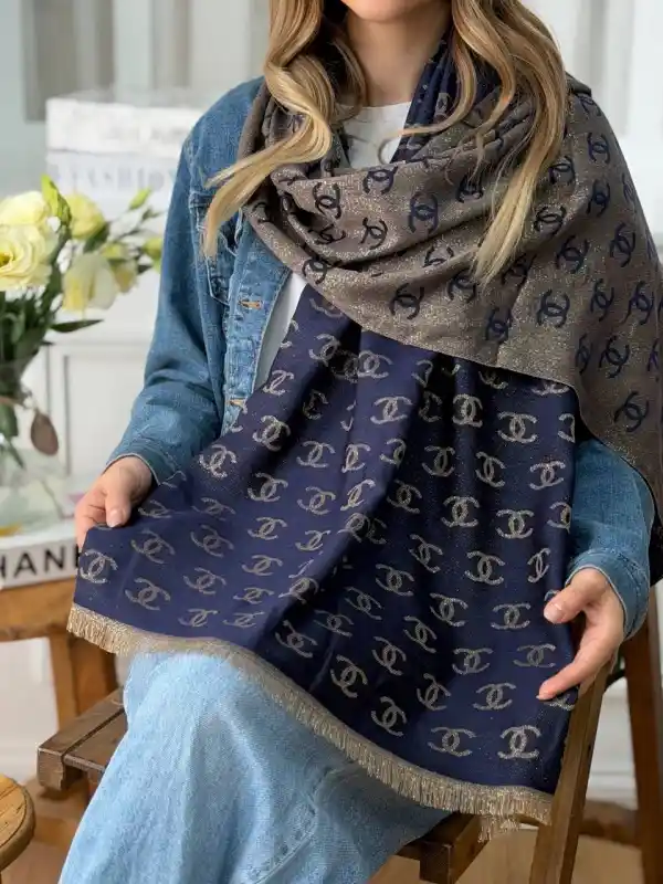 شال کشمیر سرمه ای