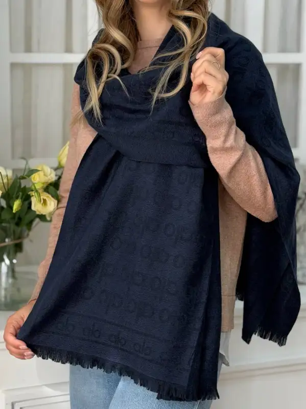 شال موهر ژاکارد سرمه ای